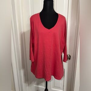 Women’s plus size 2X St. John's Bay Women's Long Sleeve Coral Top, shirt